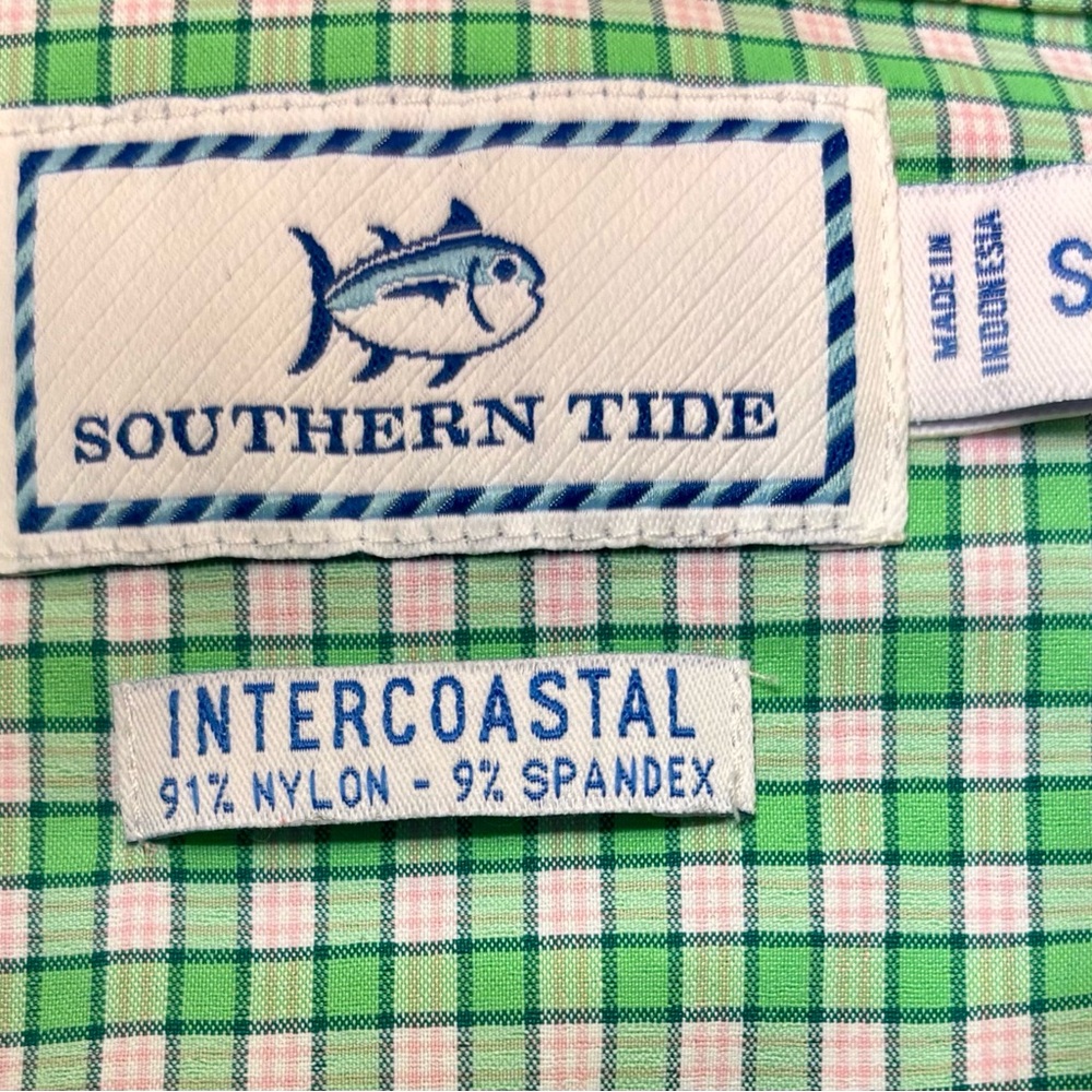 Southern Tide Green Plaid Shirt